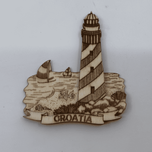 Lighthouse & Sea Wood Magnet